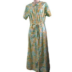Vintage Sears Koffee Kasual  Floral House Dress Pearl Snap Ladies M  EUC 1960s